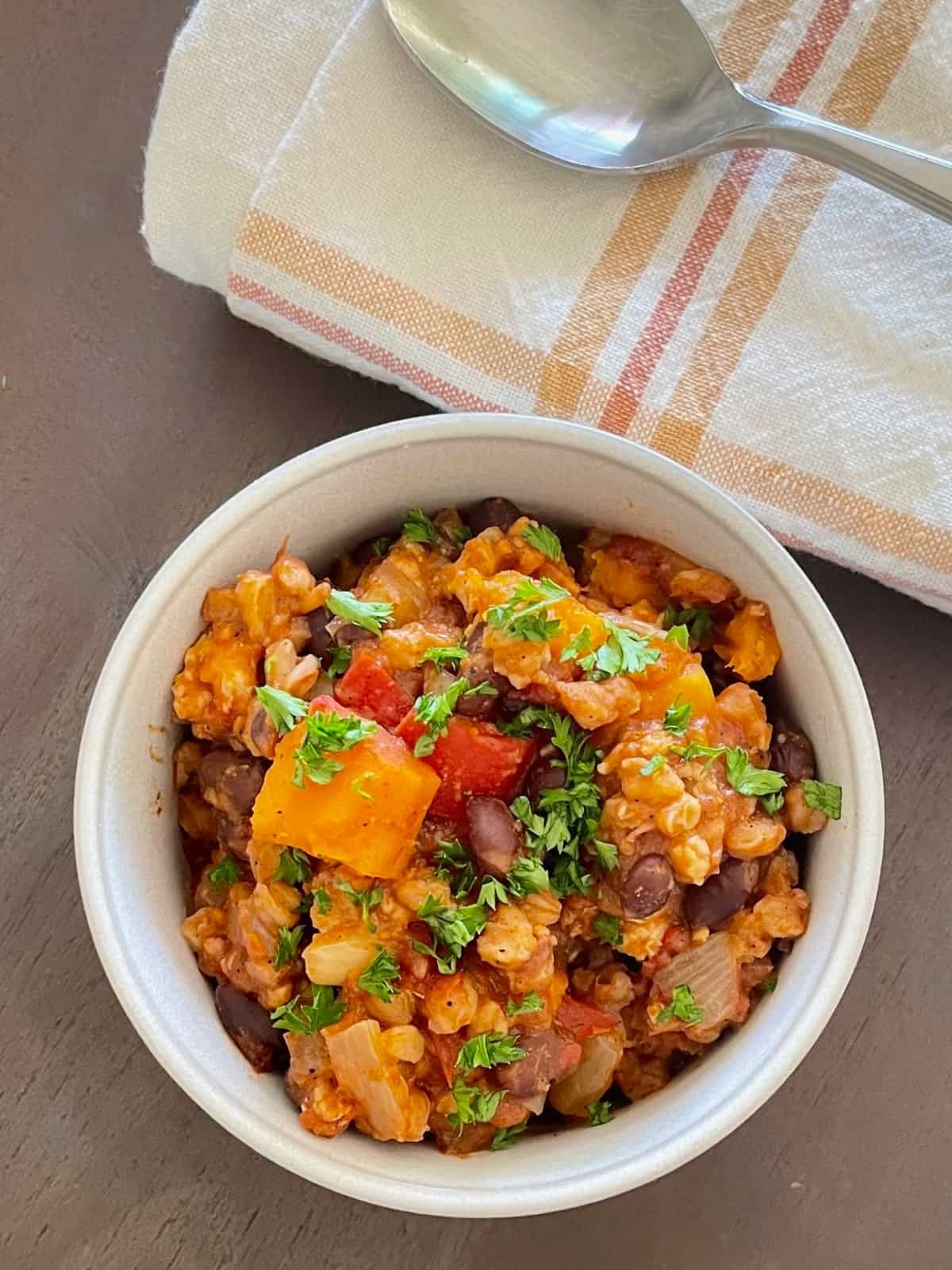 Butternut Squash Black Bean Crockpot Chili