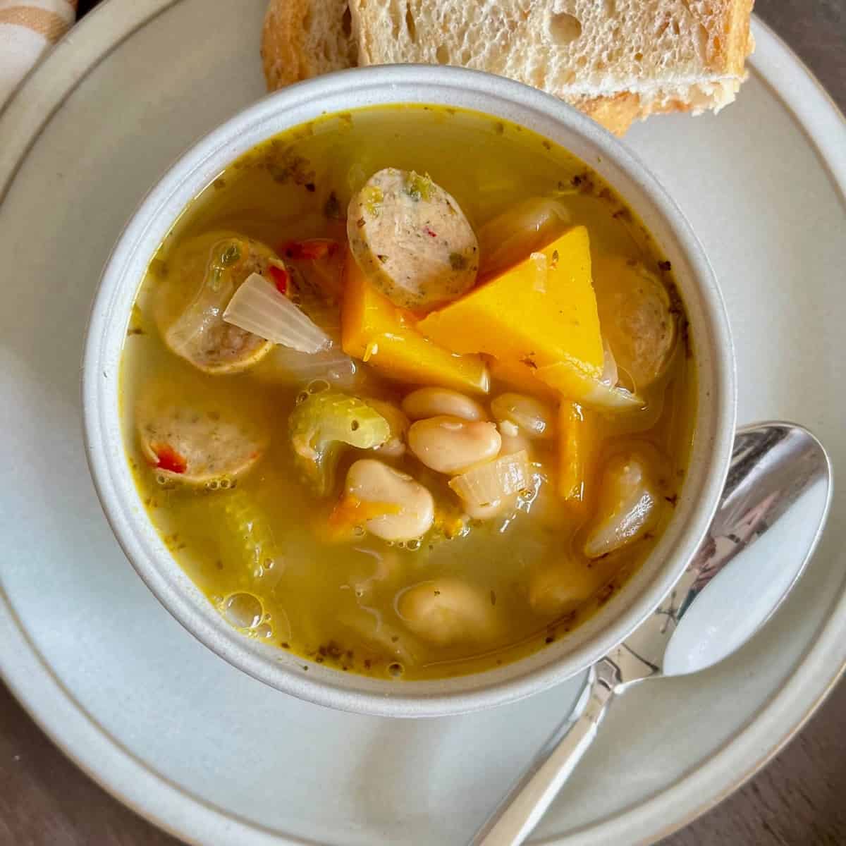 whole30 butternut squash soup with bread