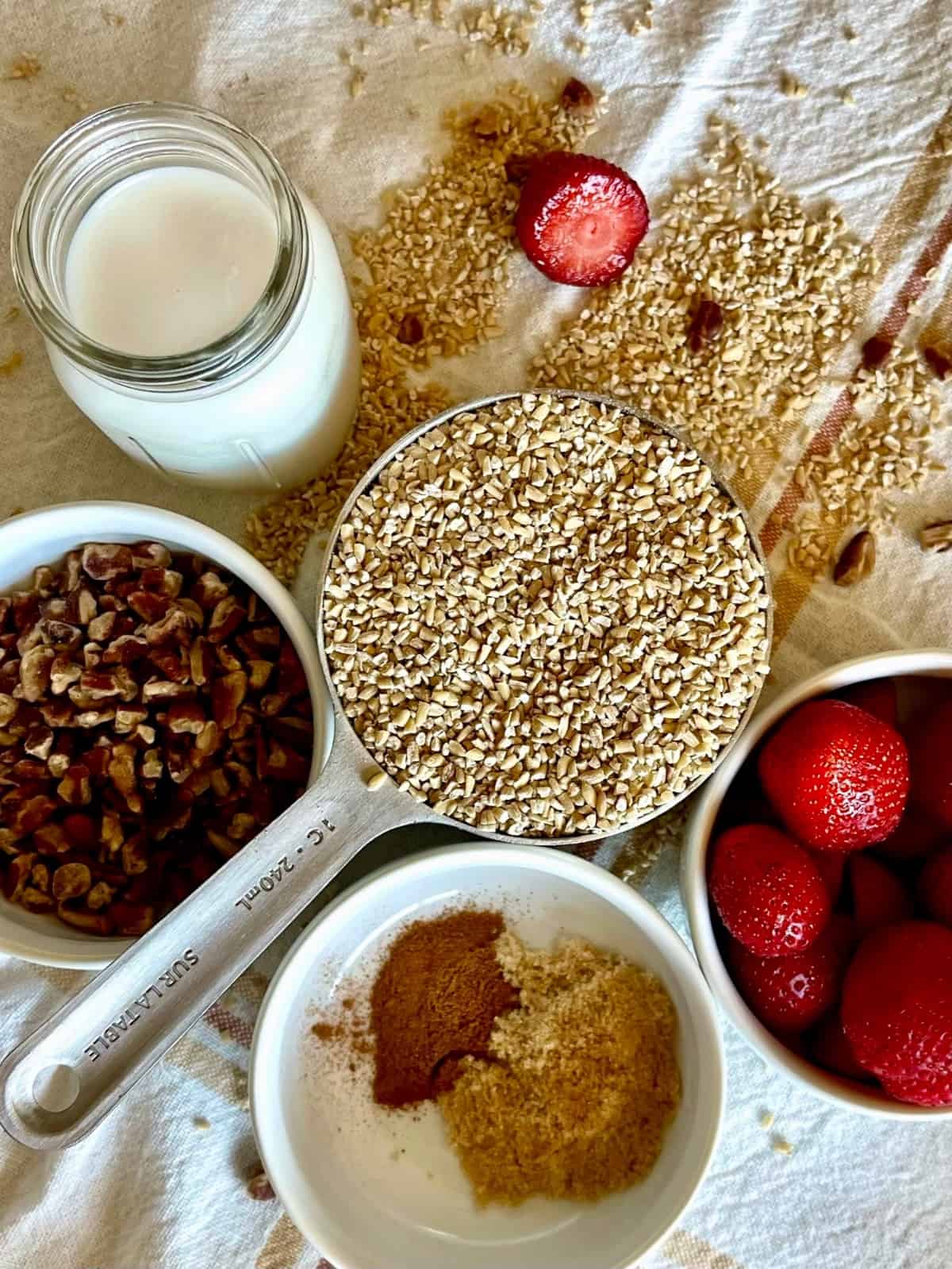 Copycat Panera Oatmeal with Strawberries Pecans and Cinnamon