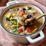 High fiber chipotle black bean chicken soup