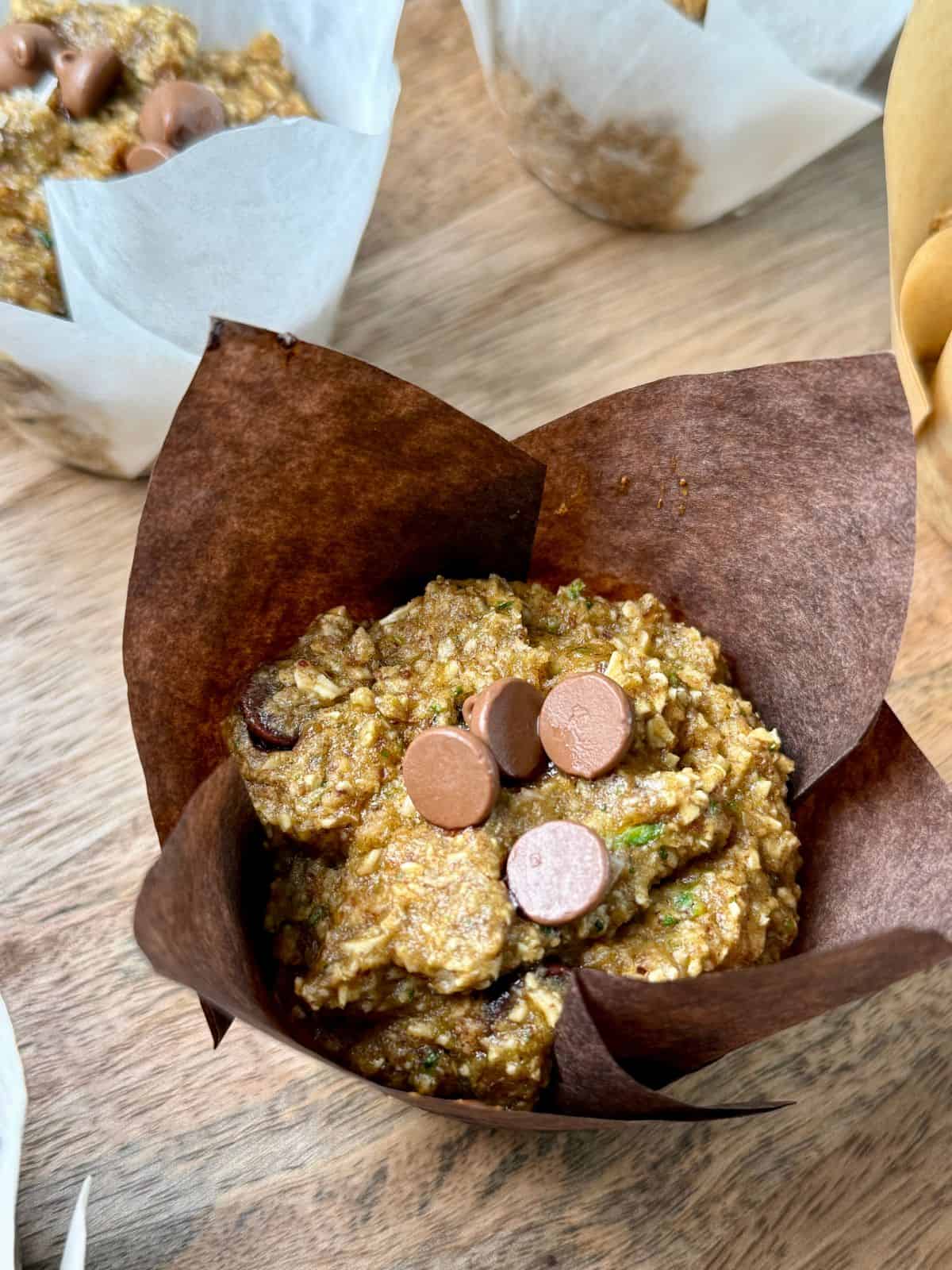 Blender Chocolate Chip Zucchini Muffins with 5 grams of fiber